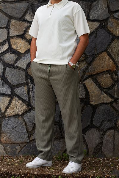 beuivo Men's Wide Cut Ottoman Corduroy Baggy Trousers