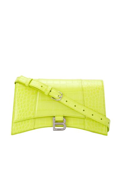 Balenciaga HOURGLASS CROCODILE-EFFECT SLING SHOULDER BAG - BALENCIAGA - ONE SIZE, GREEN