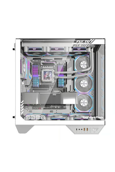 Dark Flash DarkFlash DY470 ATX With 4 Fans ARGB Computer Case Mid Tower - White