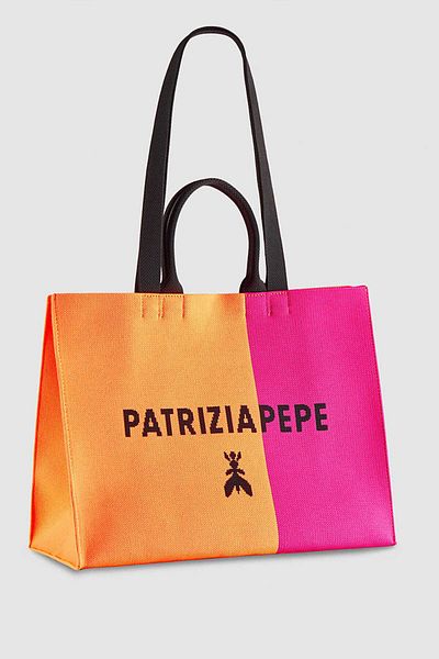 Patrizia Pepe MEDIUM BAG WITH LOGO PRINT - PATRIZIA PEPE - ONE SIZE, ORANGE
