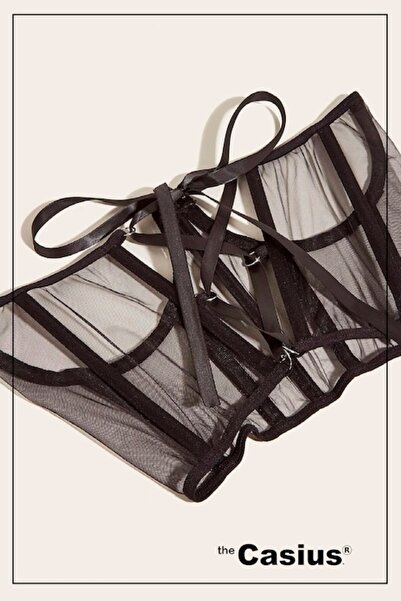 The Casius. Underbust belt corset without cups, 50 cm, universal size, black color