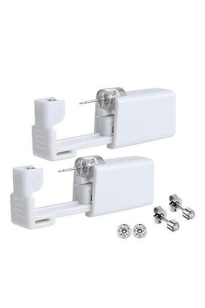Sprise Set de unelte pentru piercing urechi, 2 pistoale, cercei zirconiu cubic 20