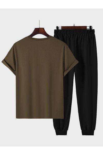 WOODROFFE Men's Los Angeles Downtown Printed T-Shirt & Sweatpants Bottom Top Set Combination