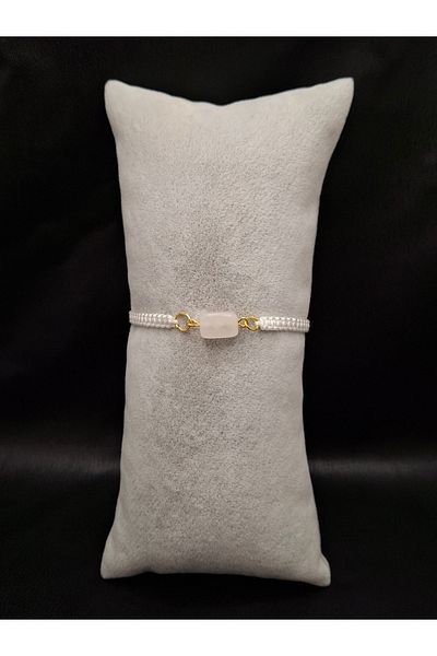 Han Ticarethane Macrame Bracelet with Crystal Quartz Natural Stone
