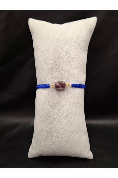 Han Ticarethane Amethyst Natural Stone Macrame Braided Bracelet