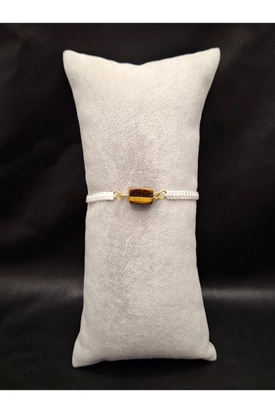 Han Ticarethane Tiger Eye Natural Stone Macrame Braid Bracelet