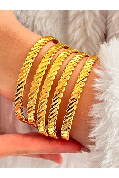 KLYSHOP 22 Ayar Altın Kaplama 3 Telli Adana Burması Bilezik Modeli 1 Adet Fiyatıdır (İADE YOKTUR)