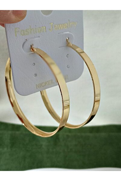 mos&more Gold Küçük Boy Halka Şık Kadın Küpe, Geniş