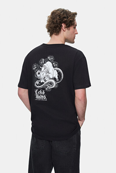 Eckō Unltd. Muiris Black Crew Neck Printed Oversize Men's Tshirt