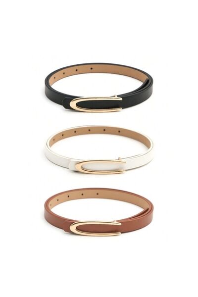 The Casius. Set 3 x Curea Minimalist Slim, Potrivită pentru Rochii sau Pantaloni, 102 x 1,4 cm, Multicoloră