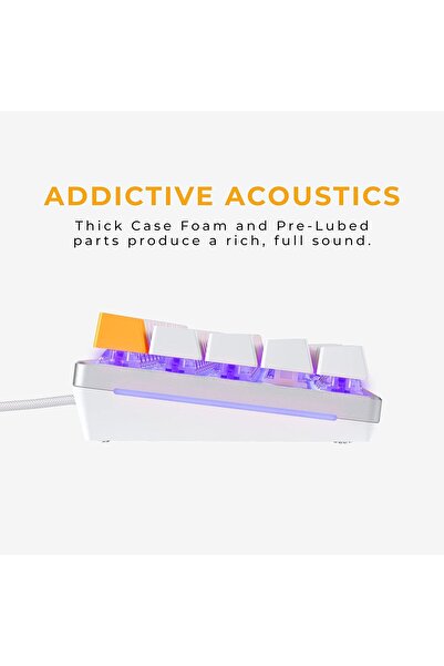 Glorious GMMK2 65% Mechanical Hot-Swappable Keyboard - Fox Linear Switches, Red, RGB, White