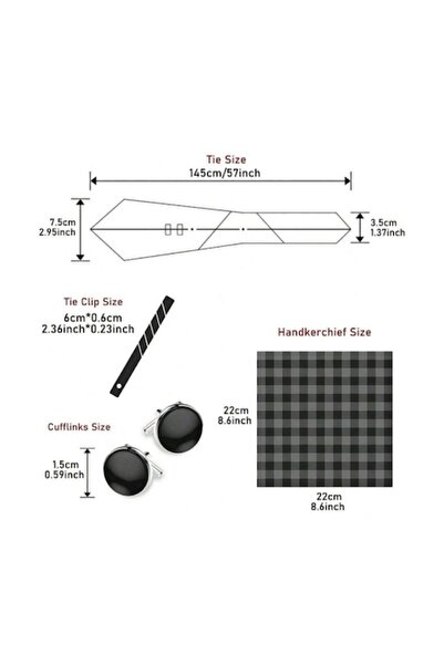 The Casius. Men's set, includes tie, pocket square, cufflinks, tie clip, classic design, with