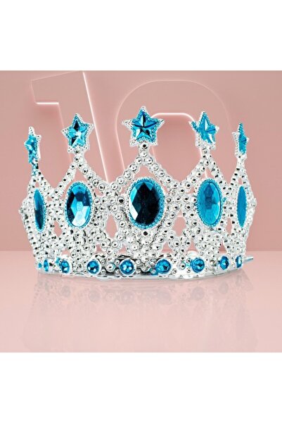 ForWhat تاج مطرز بنجمة زرقاء للمكتب والمنزل والمناسبات والأطفال تاج الملكة