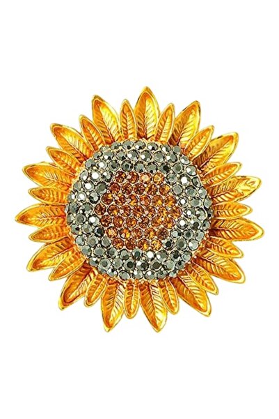 The Casius. Brosa emailata vintage, model Floarea-soarelui