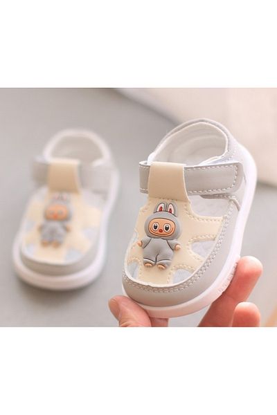 Superbaby Sandalute gri cu ivoire pentru copii - Bebe
