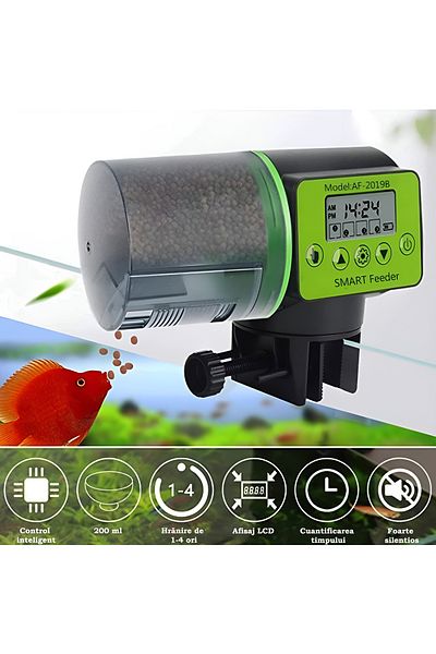 ZEQAS Smart Aquarium Feeder – Manual & Automatic, LCD, Digital Timer, Batteries, Compact
