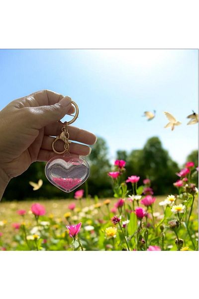 demirosa Transparent Glitter with Water Heart Inside Keychain & Bag Accessory