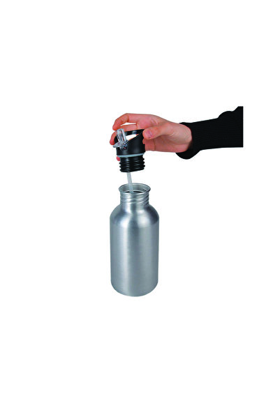 DKDZ SHOP Kuromiii Printed Metal Water Bottle with Straw and Hook 600ml. White