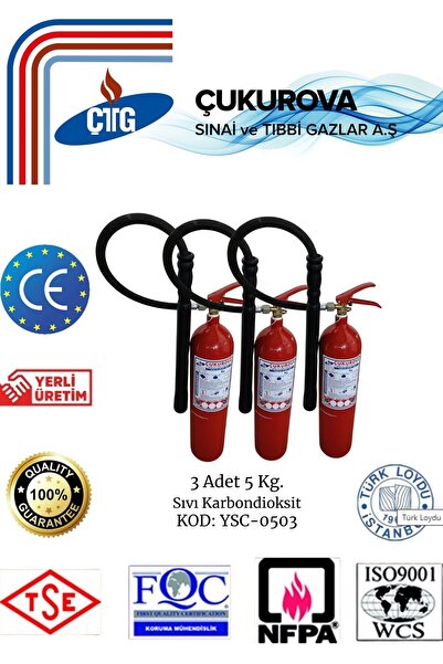 CTG 3 Adet Yangın Söndürme Tüpü (CO2)/Yangın Söndürücü/5 Kg Karbondioksit (CO2)