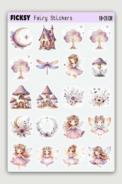 Ficksy Cute Fairy Sticker Set - 40 Sticker Stickers