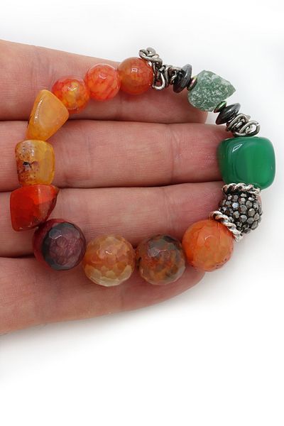 Esra Pamir Agate and Aventurine Natural Stone Bracelet