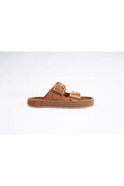 innsteal Laodikeia Double Buckle Rope Sole Women's Comfortable Summer Slippers Brown