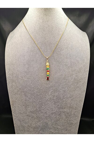 Han Ticarethane Gold Color Colorful Movable Fish Model Steel Necklace