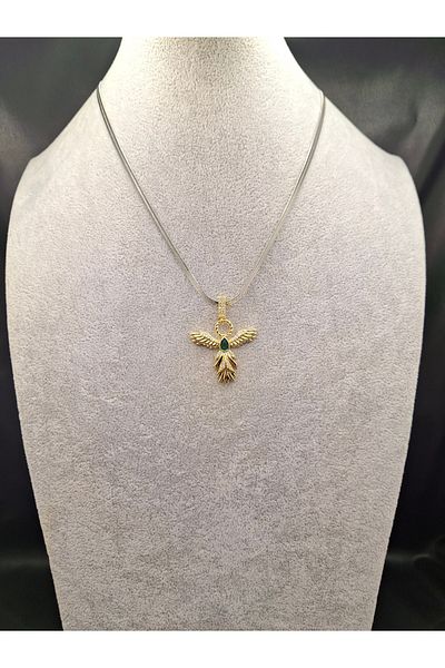 Han Ticarethane Gold Silver Color Phoenix Model Steel Necklace