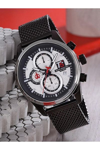 T5 Saat T5 Men's Wrist Watch – Stylish and Water Resistant Design with Calendar, Chronograph Appearance