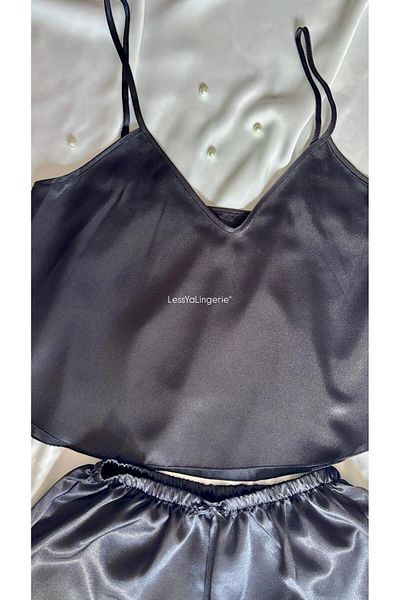 Lessya Set pantaloni scurți din satin Cămașă de noapte elegantă