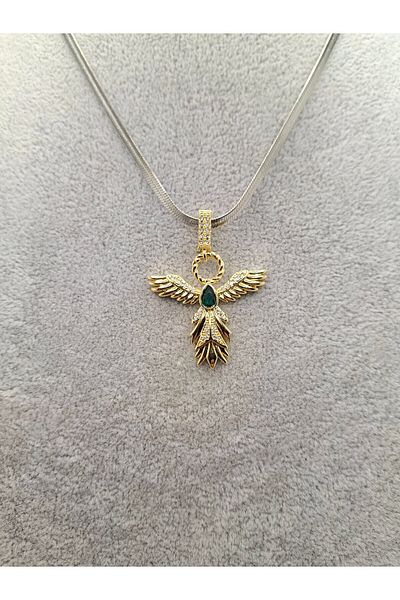 Han Ticarethane Gold Silver Color Phoenix Model Steel Necklace