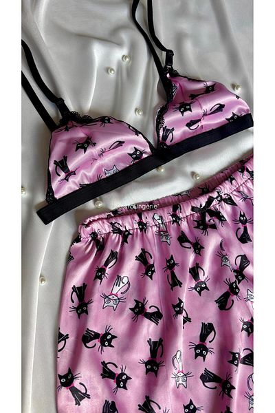 Lessya Satin Shorts Bralet Pajama Set Patterned