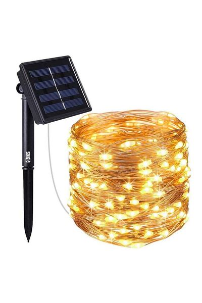 SIKS Decorative Solar String Light Made Of Copper, Warm Yellow Light, 12 Meters With 100 X Led