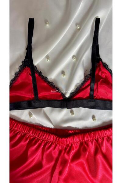 Lessya Satin Shorts Bralet Pajama Set Patterned