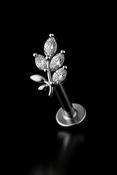 depozoom Titanyum Flatback Tragus Helix Conch Flat kıkırdak ZİRKON Piercing 100%TT-20