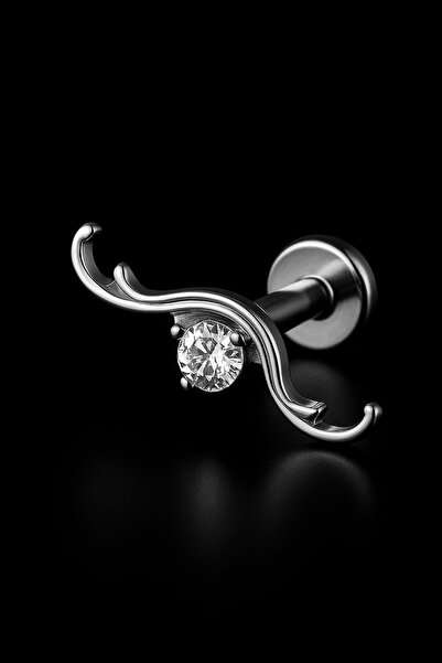 depozoom Titanyum Flatback Tragus Helix Conch Flat kıkırdak ZİRKON Piercing 1...