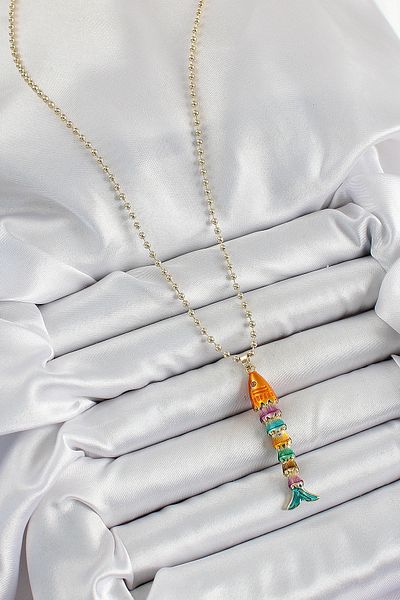 BESKAR Brass Rainbow Fish Model Zircon Stone Gold Color Women's Necklace