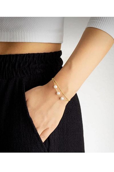 TUHAM AKSESUAR Phenomenal Gold Pearl Bracelet