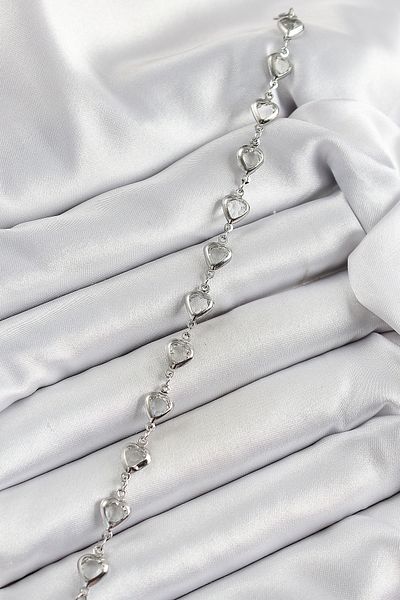 BESKAR Brass Silver Color Heart Zircon Stone Women's Bracelet