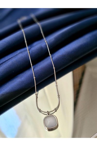 LOPY Silver Stylish Stone Women's Tarnish-Free Steel Necklace