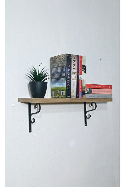 eneefwood demir ayaklı duvar rafı 50x15
