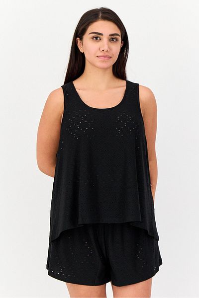 Flora Flora By Flora Nikrooz Women 2 Pieces Eyelet Sleepwear Top And Bottom Set, Black