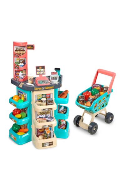 baby city Kids Play Supermarket Set with Scanner - Pretend Play Grocery Shop Set - 47 Piece
