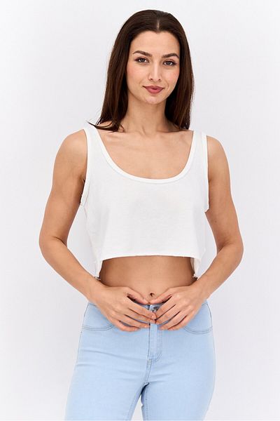 Reserved Women Scoop Neck Textured Tank Top, White