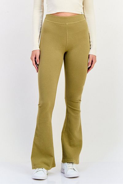 aerie Women Regular Fit Textured Wide Leg Pants, Khaki
