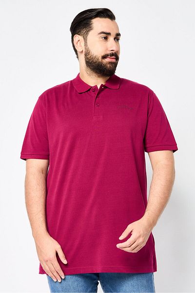 John Richmond Men Regular Fit Short Sleeve Brand Logo Polo Shirt, Plum