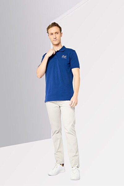 John Richmond Men Regular Fit Brand Logo Short Sleeves Polo Shirt, Navy