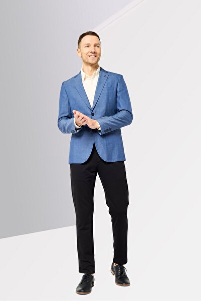 Tommy Hilfiger Men Tailored Fit Long Sleeves Plain Semi Formal Blazer, Navy