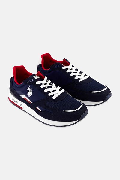 U.S. Polo Assn. Men Lace Up Brand Logo Micro Suede Shoes, Navy