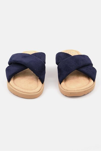 Tchibo Women Crisscross Slip On Flats, Navy Blue